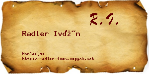 Radler Iván névjegykártya